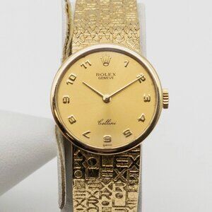 Rolex Champagne 18k Ladies 28mm Watch Cellini